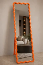 ⁦Nira Highlight Orange Frame Mirror with Stand⁩ - الصورة ⁦3⁩