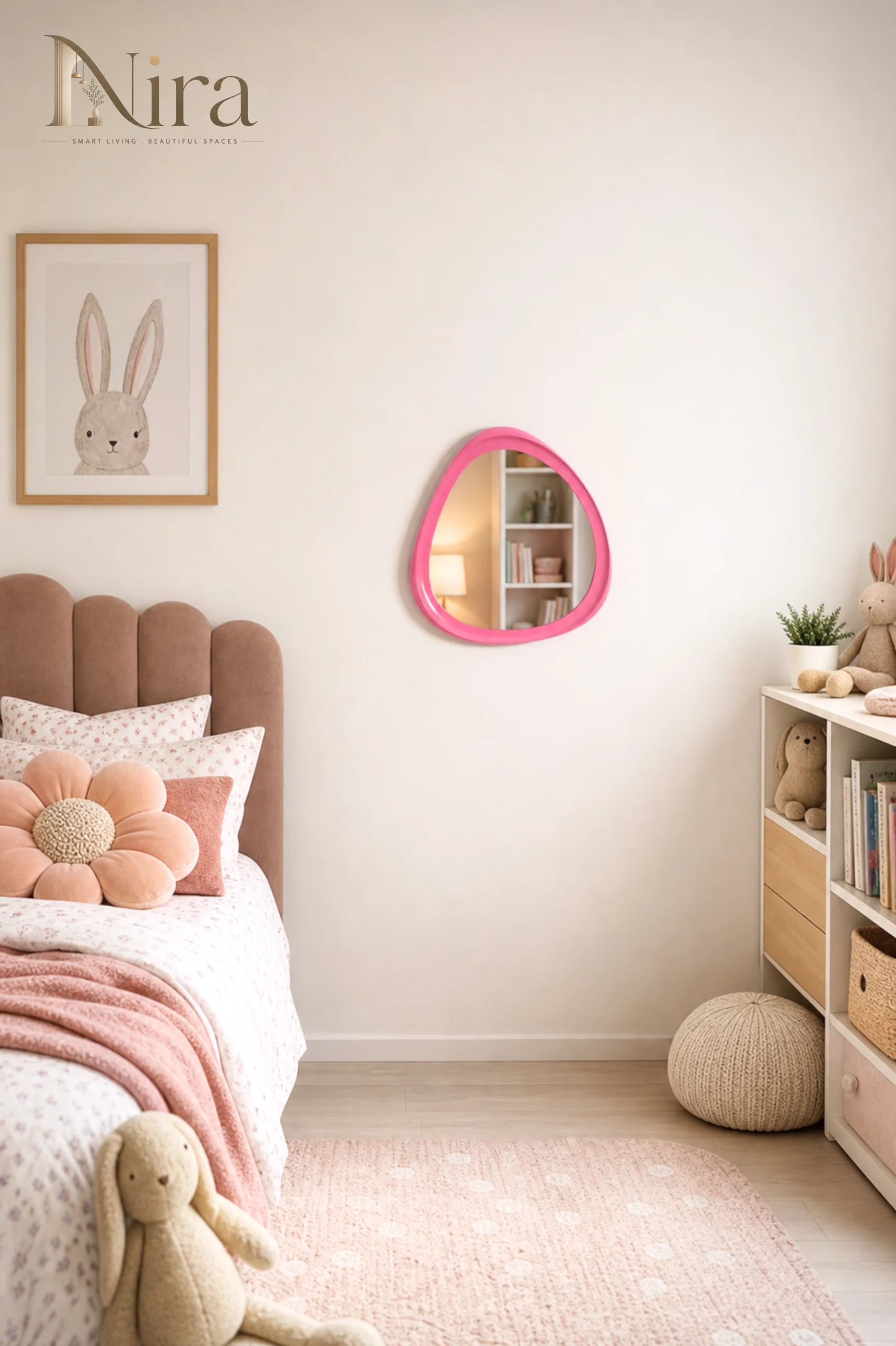 1 Nira Raspberry Pink Framed Mirror - الصورة 1