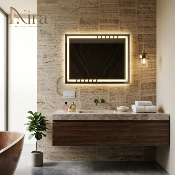 Nira Rectangular Fram Mirror With LED