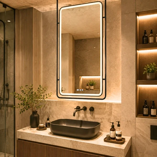 Nira Premium Black Matt Stainless Steel LED Mirror