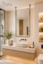⁦Nira Premium Black Matt Stainless Steel LED Mirror⁩ - الصورة ⁦3⁩