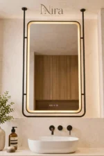 ⁦Nira Premium Black Matt Stainless Steel LED Mirror⁩ - الصورة ⁦2⁩