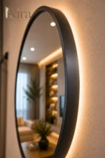 ⁦Nira Framed Circular mirrors with LED⁩ - الصورة ⁦3⁩