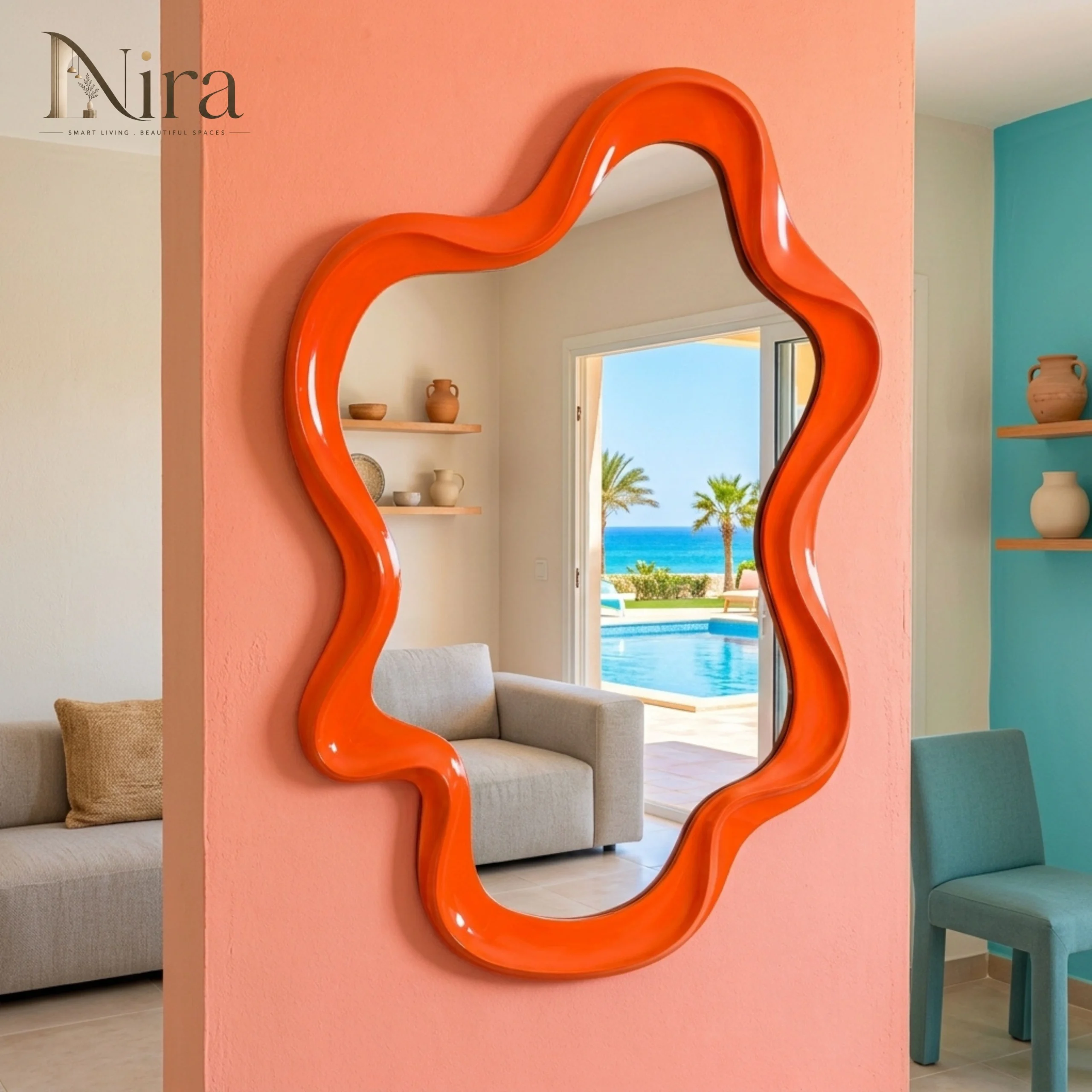 3 Nira Highlight Orange Frame – Flat Mirror - الصورة 1