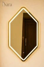 ⁦Nira Hexagonal mirror with a frame LED⁩ - الصورة ⁦2⁩