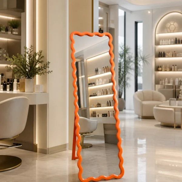 Nira Highlight Orange Frame Mirror with Stand