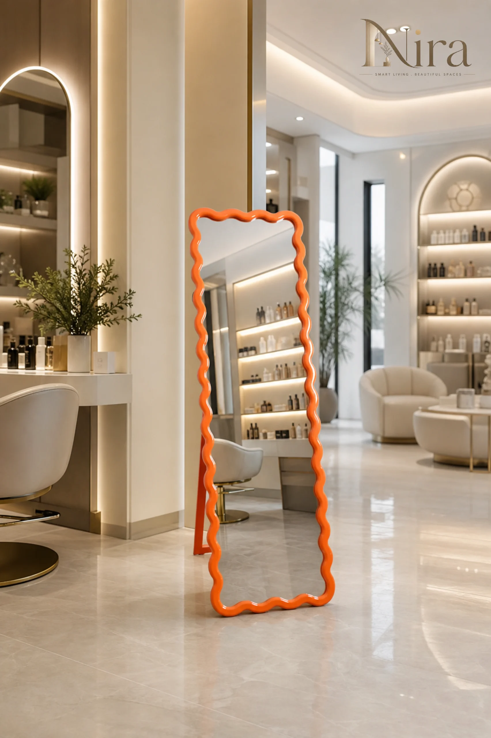 5 Nira Highlight Orange Frame Mirror with Stand - الصورة 1