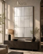 Nira Antique-style mirror set in a black metal frame