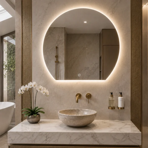 Nira semi-circular mirror With LED